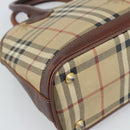 Burberrys Nova Check Hand Bag PVC Beige Gold Auth ep15040-16
