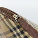 Burberrys Nova Check Hand Bag PVC Beige Gold Auth ep15040-17