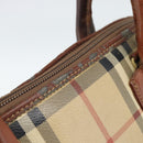 Burberrys Nova Check Hand Bag PVC Beige Gold Auth ep15040-10