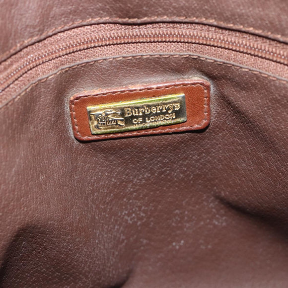 Burberrys Nova Check Hand Bag PVC Beige Gold Auth ep15040