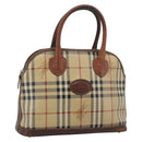 Burberrys Nova Check Hand Bag PVC Beige Gold Auth ep15040-1
