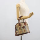 Burberrys Nova Check Hand Bag PVC Beige Gold Auth ep15040-22