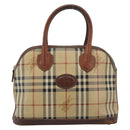 Burberrys Nova Check Hand Bag PVC Beige Gold Auth ep15040-13