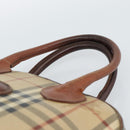 Burberrys Nova Check Hand Bag PVC Beige Gold Auth ep15040-8