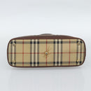 Burberrys Nova Check Hand Bag PVC Beige Gold Auth ep15040-5