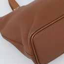 Burberrys Hand Bag Leather Brown Gold Auth ep15041A-14