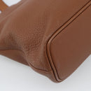 Burberrys Hand Bag Leather Brown Gold Auth ep15041A-16