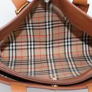 Burberrys Hand Bag Leather Brown Gold Auth ep15041A-11