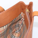 Burberrys Hand Bag Leather Brown Gold Auth ep15041A-17