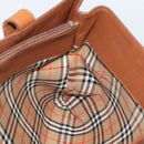 Burberrys Hand Bag Leather Brown Gold Auth ep15041A-18