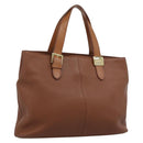Burberrys Hand Bag Leather Brown Gold Auth ep15041A-1