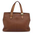 Burberrys Hand Bag Leather Brown Gold Auth ep15041A-13