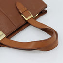 Burberrys Hand Bag Leather Brown Gold Auth ep15041A-7