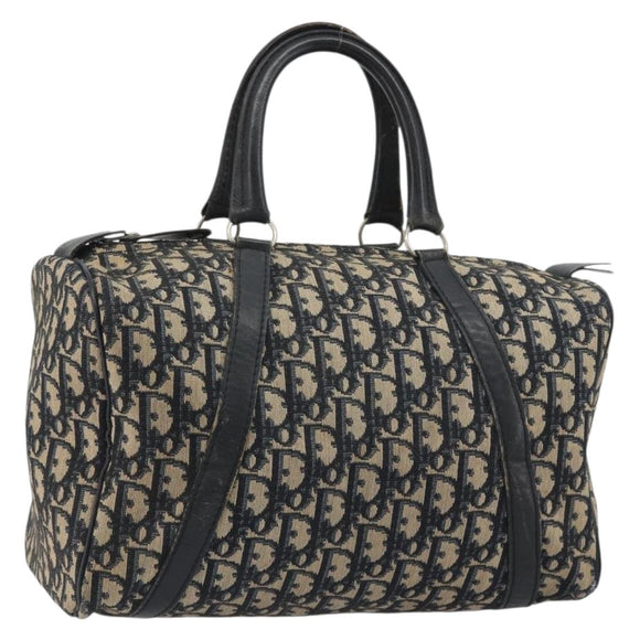 Christian Dior Trotter Canvas Mini Boston Bag Navy Silver Auth ep15043