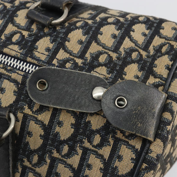Christian Dior Trotter Canvas Mini Boston Bag Navy Silver Auth ep15043