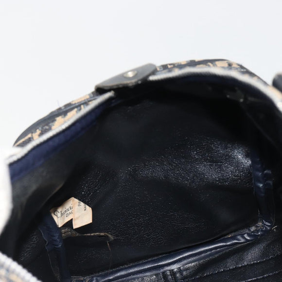 Christian Dior Trotter Canvas Mini Boston Bag Navy Silver Auth ep15043