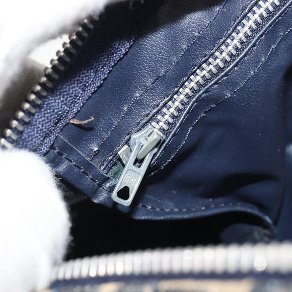 Christian Dior Trotter Canvas Mini Boston Bag Navy Silver Auth ep15043