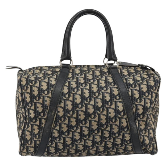 Christian Dior Trotter Canvas Mini Boston Bag Navy Silver Auth ep15043