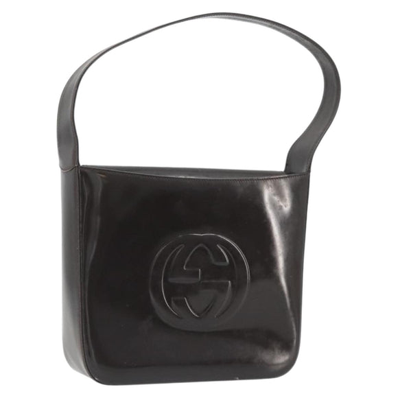 GUCCI Shoulder Bag Patent leather Brown Silver 000 0506 Auth ep15044