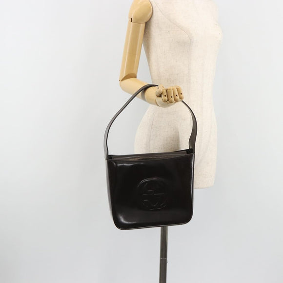 GUCCI Shoulder Bag Patent leather Brown Silver 000 0506 Auth ep15044