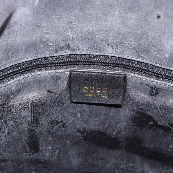 GUCCI Bamboo Shoulder Bag Leather 2way Black Gold 001 1638 2058 Auth ep15046