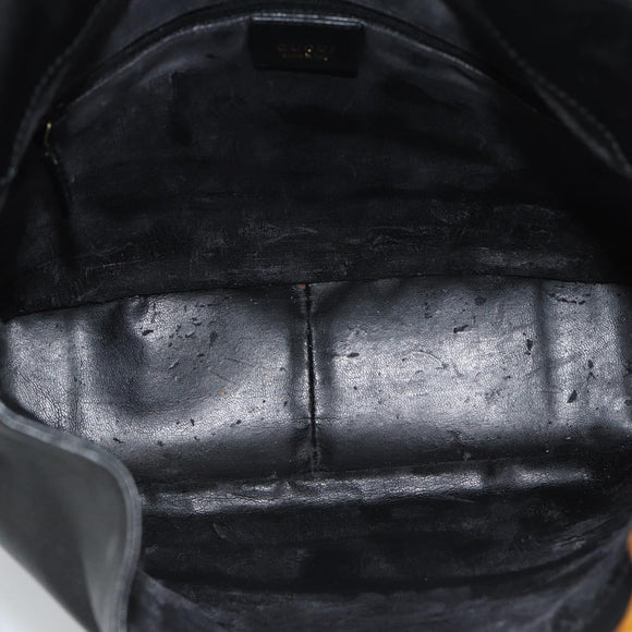 GUCCI Bamboo Shoulder Bag Leather 2way Black Gold 001 1638 2058 Auth ep15046
