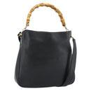 GUCCI Bamboo Shoulder Bag Leather 2way Black Gold 001 1638 2058 Auth ep15046-1