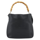 GUCCI Bamboo Shoulder Bag Leather 2way Black Gold 001 1638 2058 Auth ep15046-13