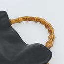 GUCCI Bamboo Shoulder Bag Leather 2way Black Gold 001 1638 2058 Auth ep15046-14