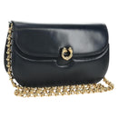GUCCI Chain Shoulder Bag Leather Navy Gold 004 406 0473 Auth ep15047V-1