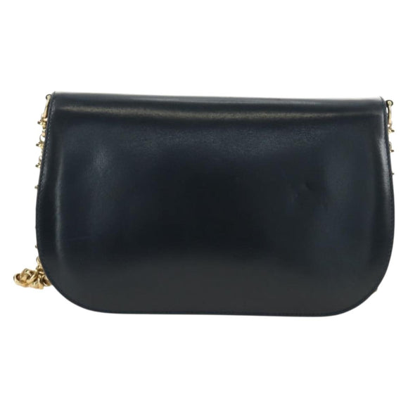 GUCCI Chain Shoulder Bag Leather Navy Gold 004 406 0473 Auth ep15047V