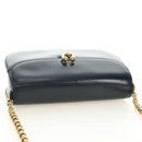 GUCCI Chain Shoulder Bag Leather Navy Gold 004 406 0473 Auth ep15047V-7