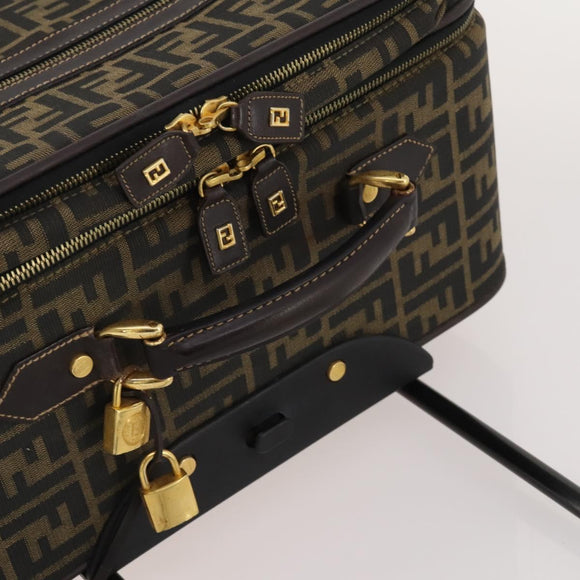 FENDI Carry Case Zucca Canvas Black Brown Auth ep15049A