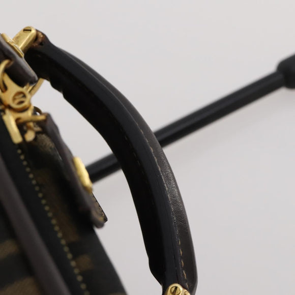 FENDI Carry Case Zucca Canvas Black Brown Auth ep15049A