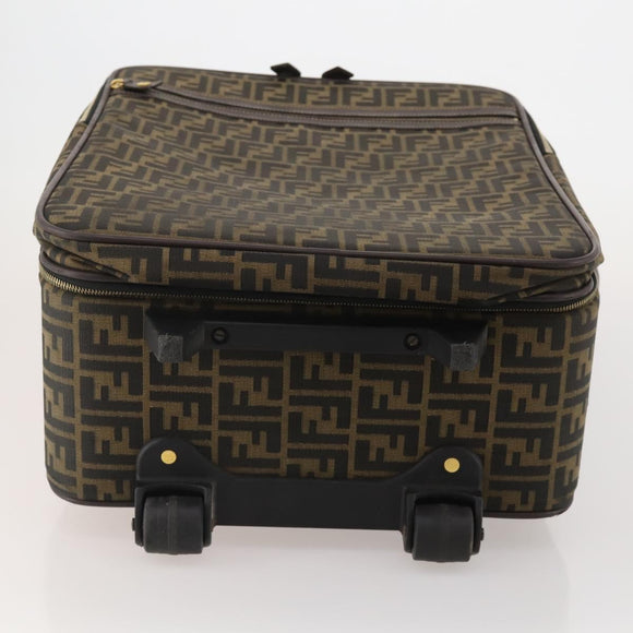 FENDI Carry Case Zucca Canvas Black Brown Auth ep15049A