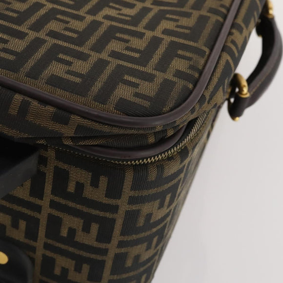 FENDI Carry Case Zucca Canvas Black Brown Auth ep15049A