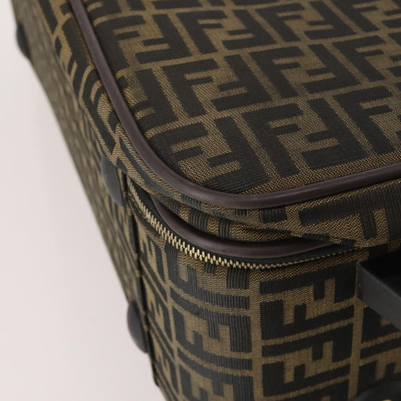 FENDI Carry Case Zucca Canvas Black Brown Auth ep15049A