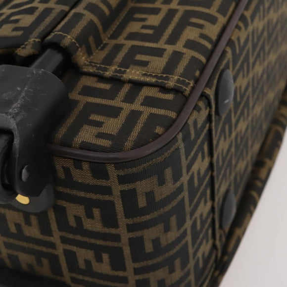 FENDI Carry Case Zucca Canvas Black Brown Auth ep15049A