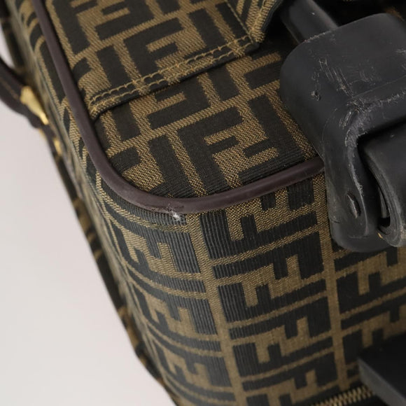 FENDI Carry Case Zucca Canvas Black Brown Auth ep15049A
