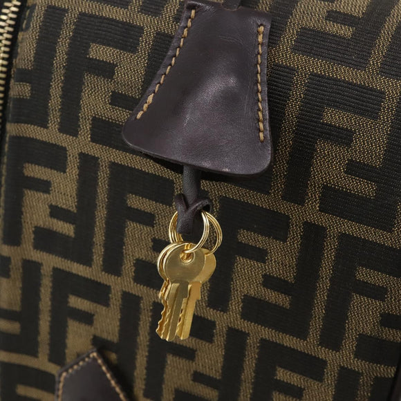 FENDI Carry Case Zucca Canvas Black Brown Auth ep15049A