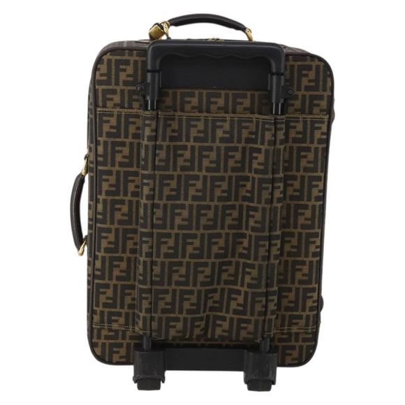 FENDI Carry Case Zucca Canvas Black Brown Auth ep15049A