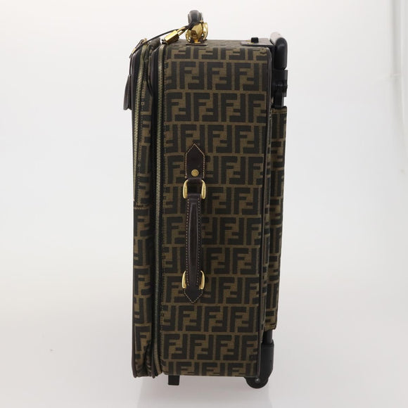 FENDI Carry Case Zucca Canvas Black Brown Auth ep15049A