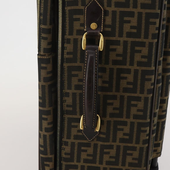 FENDI Carry Case Zucca Canvas Black Brown Auth ep15049A