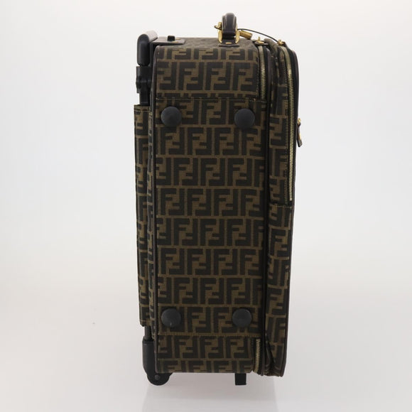 FENDI Carry Case Zucca Canvas Black Brown Auth ep15049A