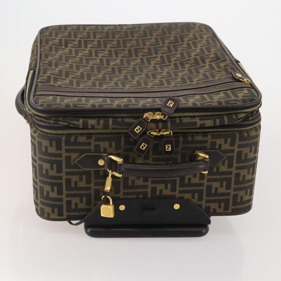 FENDI Carry Case Zucca Canvas Black Brown Auth ep15049A