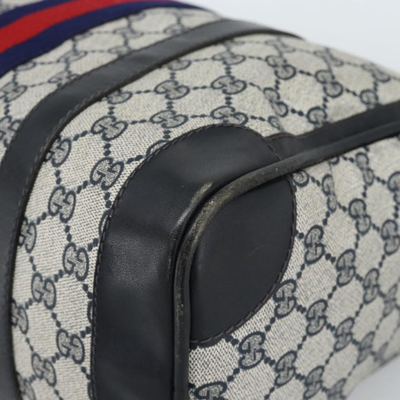 GUCCI GG Supreme Sherry Line Boston Bag PVC Navy Gold Auth ep15052