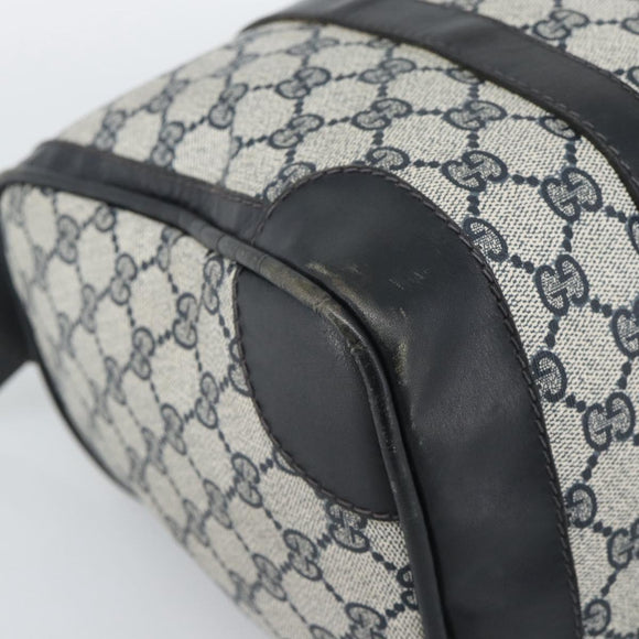 GUCCI GG Supreme Sherry Line Boston Bag PVC Navy Gold Auth ep15052