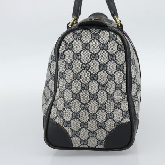 GUCCI GG Supreme Sherry Line Boston Bag PVC Navy Gold Auth ep15052