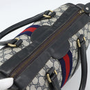 GUCCI GG Supreme Sherry Line Boston Bag PVC Navy Gold Auth ep15052-6