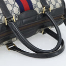 GUCCI GG Supreme Sherry Line Boston Bag PVC Navy Gold Auth ep15052-7
